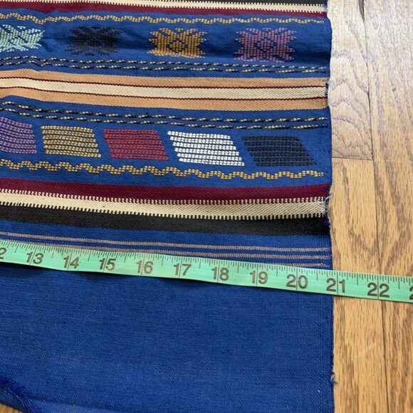 VTG Guatemalan Hand Woven Cotton Blue Textile Tapestry Llama 48" x 21” NWT - Picture 5 of 5